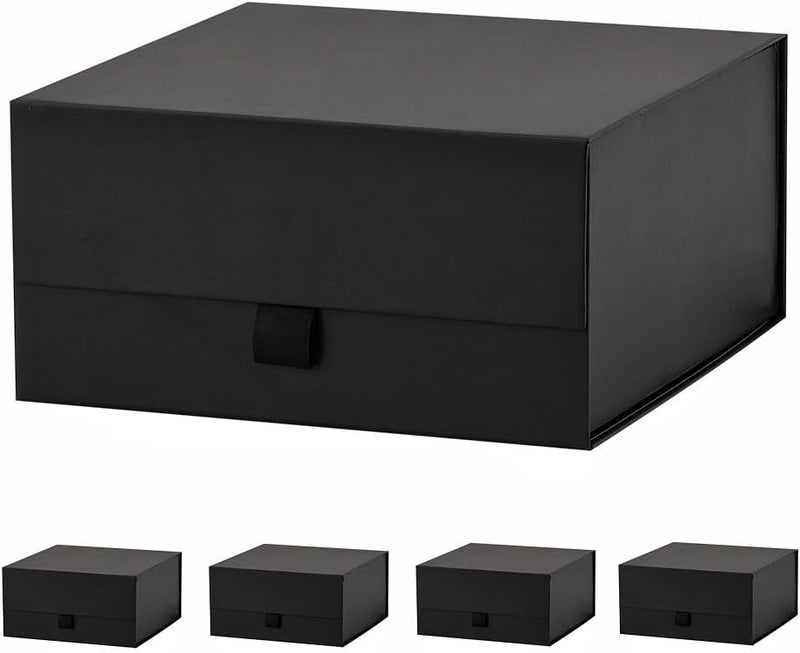 PLINJOY 5 Pcs Black Gift Box 8x8x4 Inches Small Gift Boxes for Presents with Magnetic Closure Lid Luxury Collapsible Gift Box Bridesmaid, Wedding, Birthday Boxs for Gift Packaging - Image 1